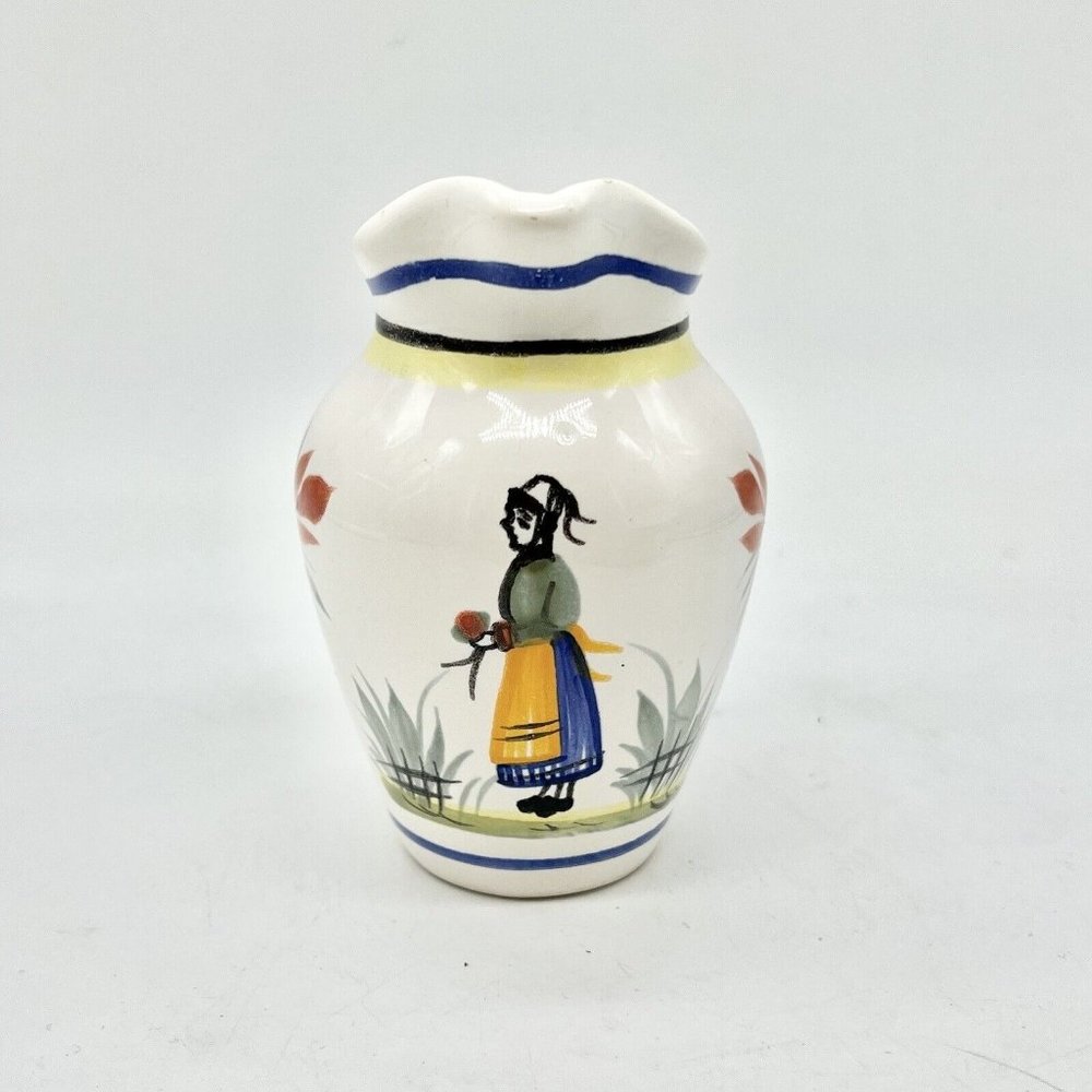 Vintage 4” Henriot Quimper Hand Painted Faience Jug Creamer Pitcher France